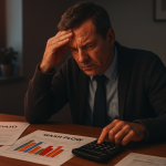 Business owner reviewing cash flow documents as a warning sign of a cash flow problem