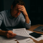 Business owner reviewing a cash flow forecast as a warning sign of deeper problems