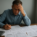 Business owner reviewing invoices and expense reports to find the operational leak causing cash flow problems