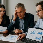 Business owner reviewing payroll reports and staffing schedules with managers at a conference table in a U.S. office
